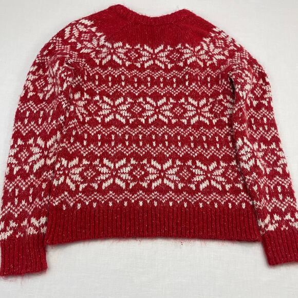 Y2K Abercrombie & Fitch Knit Snowflake Sweater size M Red Preppy Christmas - Picture 4 of 6